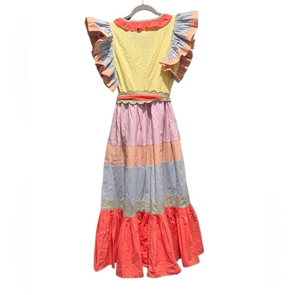 Celia B Marcellene Ruffled Pleated Scalloped Embroidered Midi Dress *Flaw Large - Picture 14 of 16